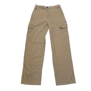 Tan Khaki distressed Wide Leg Cargo Carpenter Pants Womens